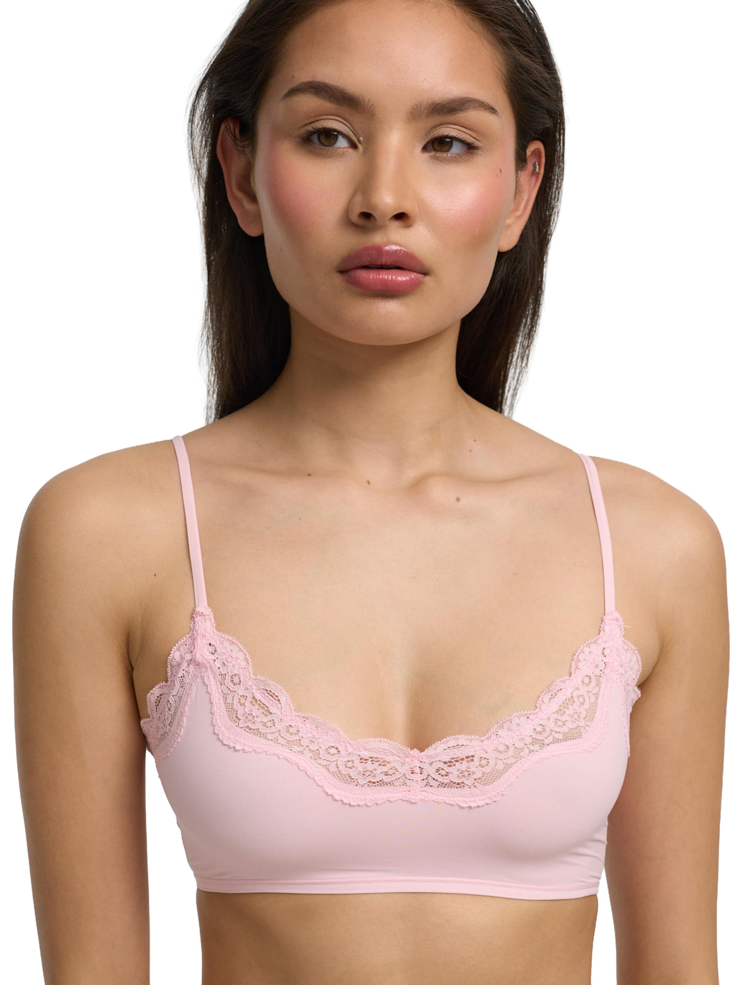 cfab (formerly creamy fabrics) Bygelfri Behå 'Lace Bralette' i rosa: framsida