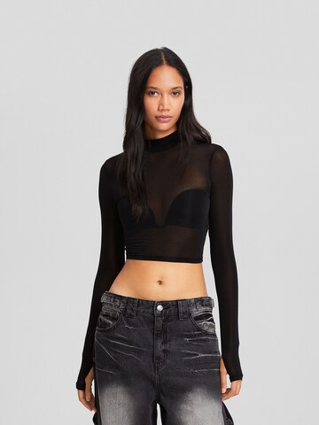 Bershka Shirt in Zwart: voorkant