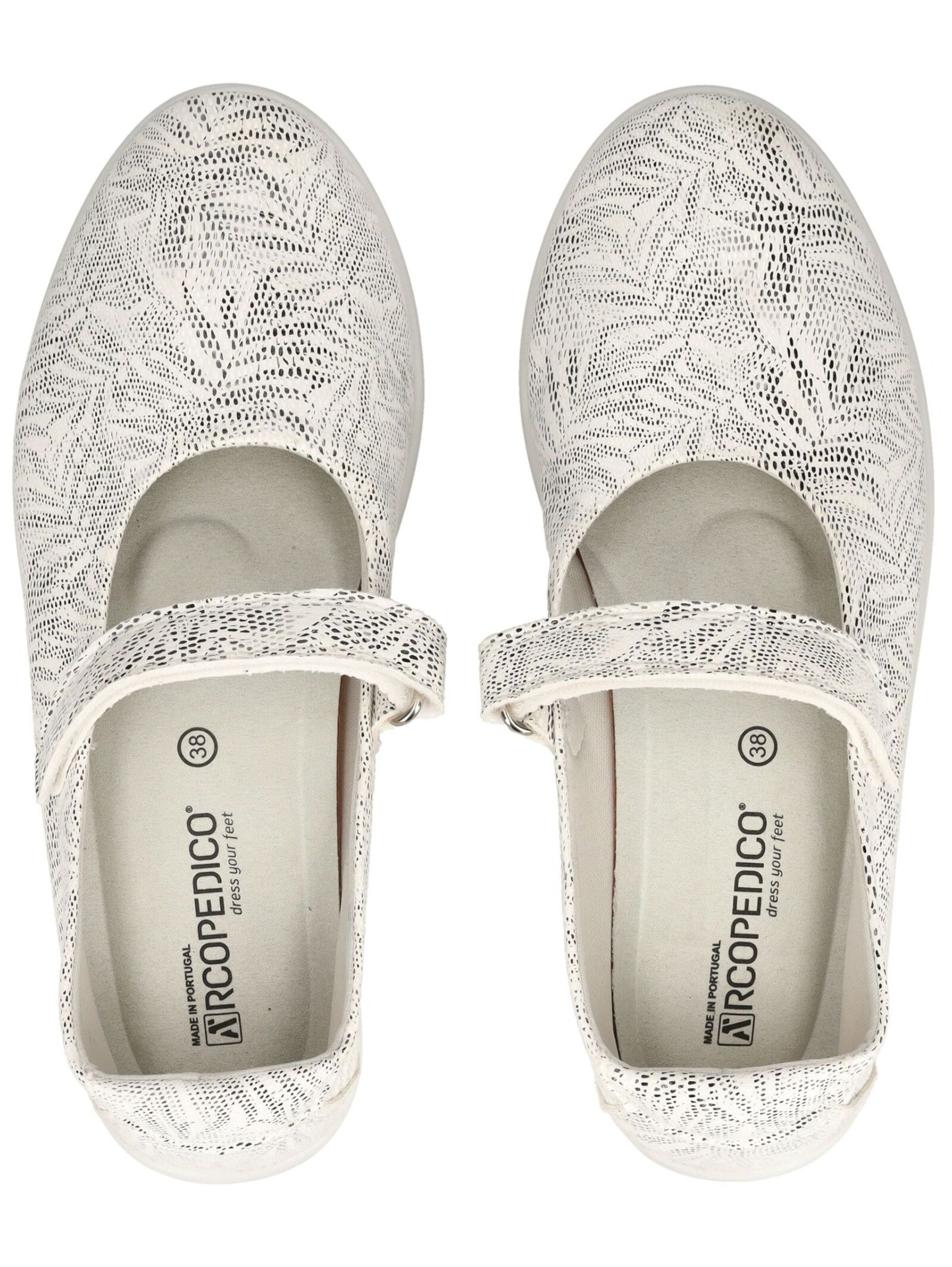 Arcopedico Ballet Flats with Strap in White