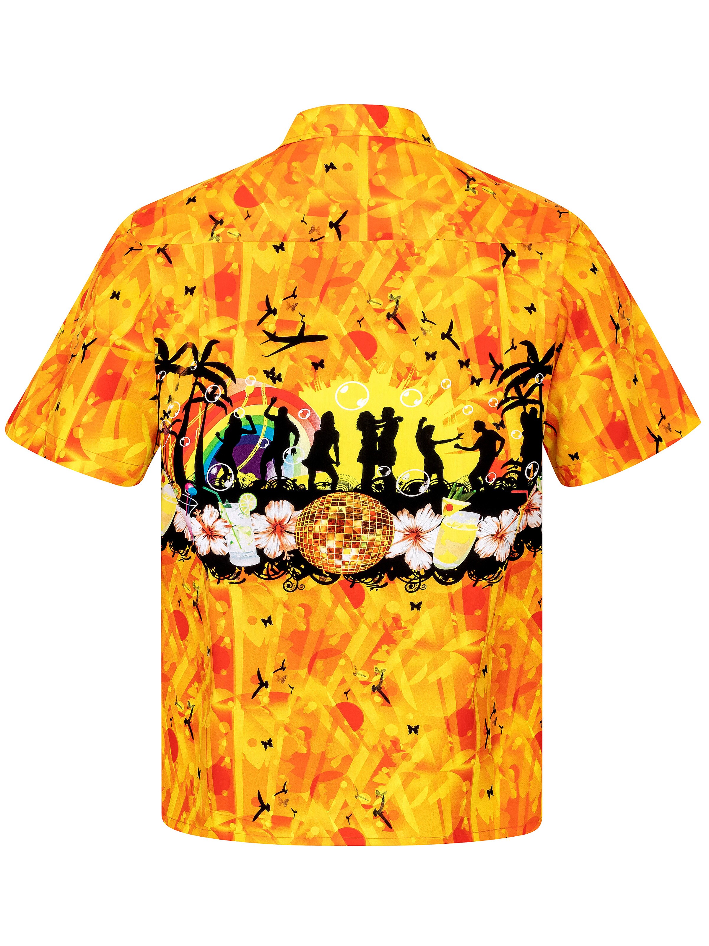 Hawaiihemdshop.de Regular fit Button Up Shirt 'Hawaiihemd Summer Party' in Yellow