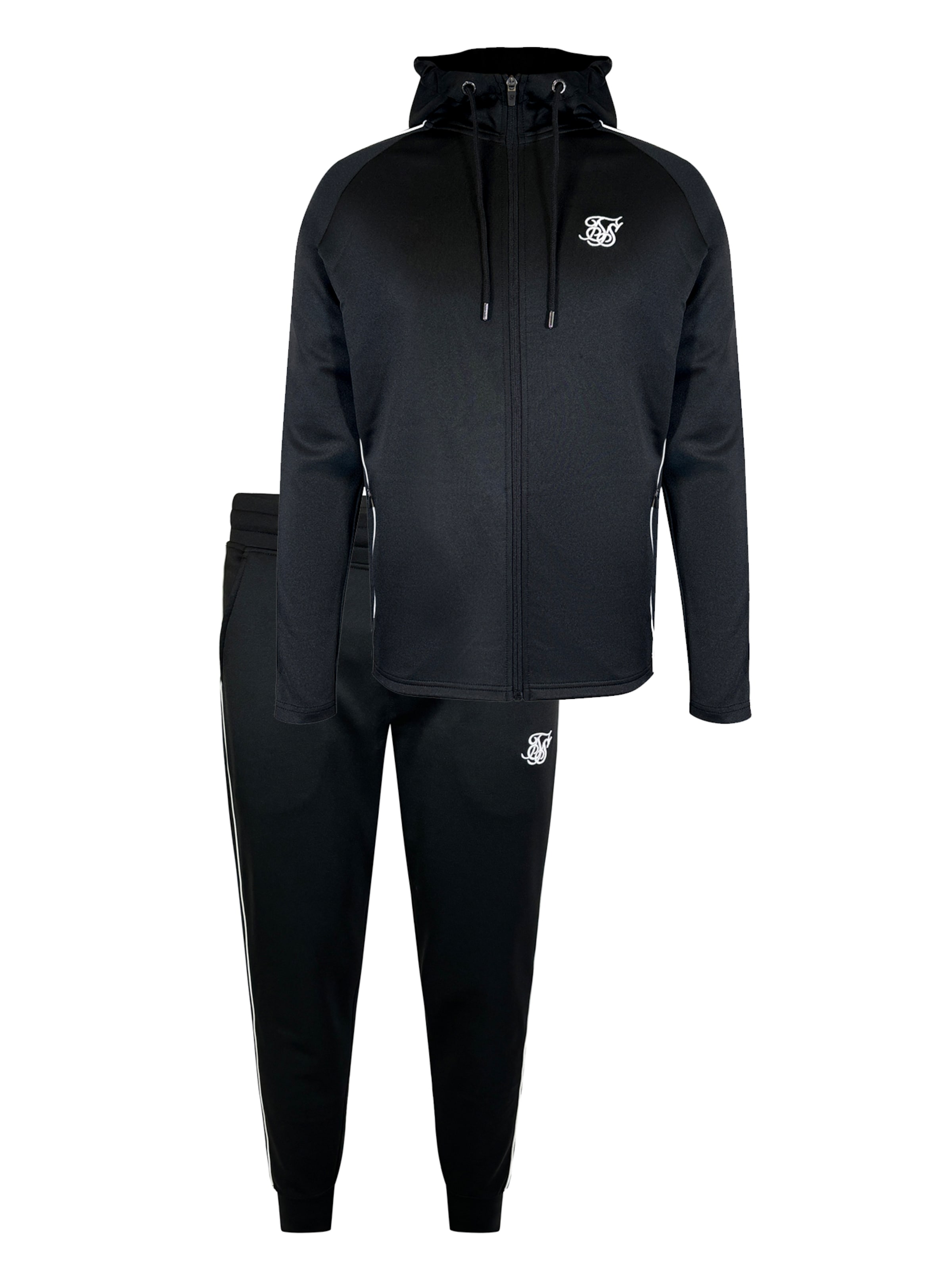 SikSilk Jogginganzug in Schwarz: Vorderseite