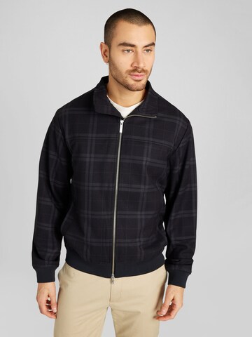 Les Deux Sweatvest 'Como Check Harrington' in Grijs: voorkant