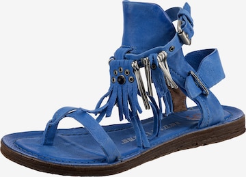 A.S.98 T-Bar Sandals 'Ramos' in Blue: front
