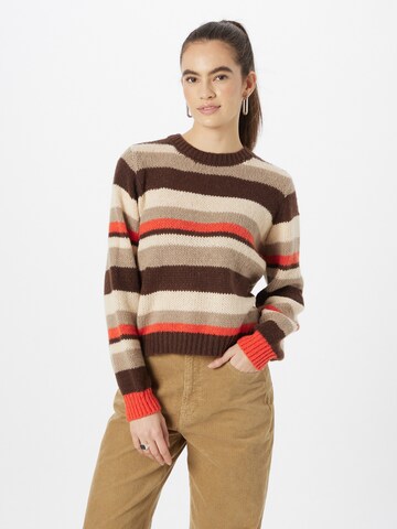 PIECES Sweater 'KARMEN' in Brown: front