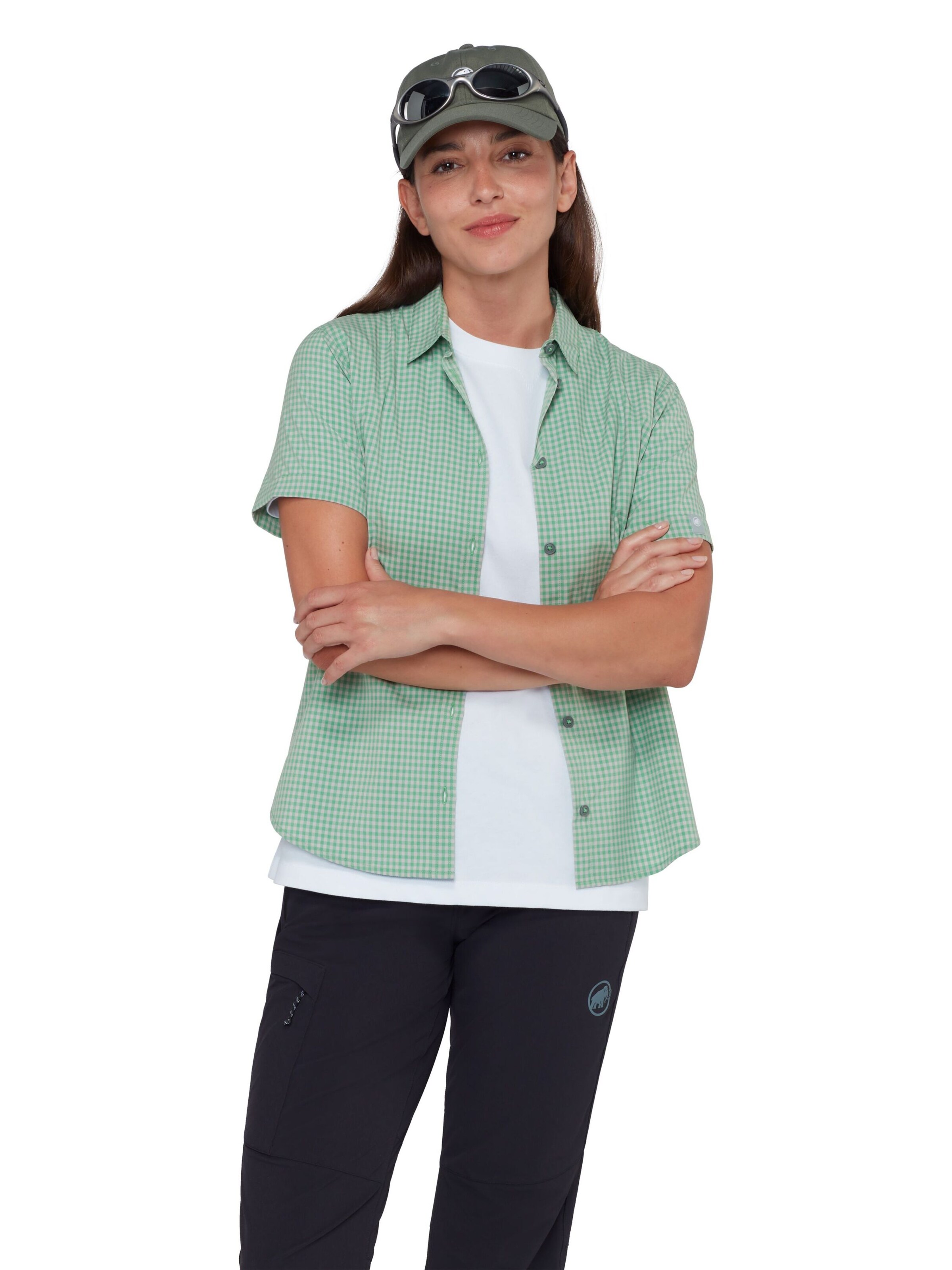 MAMMUT Athletic Button Up Shirt in Green: front