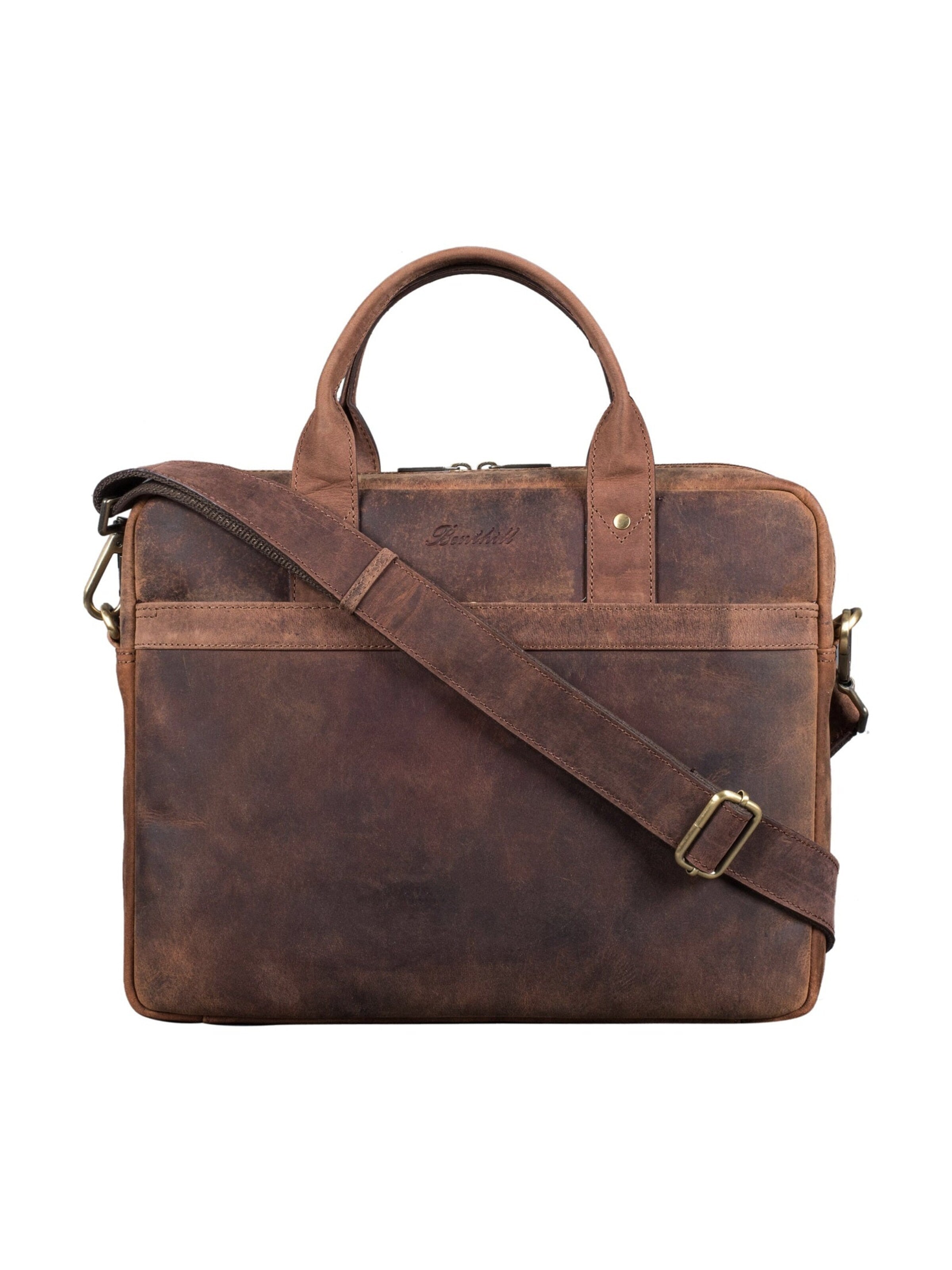 Benthill Laptop Bag in Brown: front