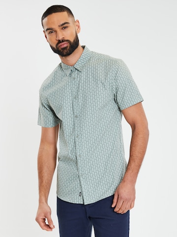 Threadbare Slim fit Button Up Shirt in Green: front