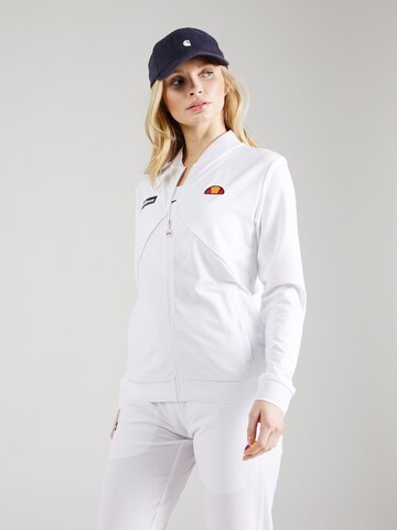 ELLESSE Athletic Zip-Up Hoodie in White