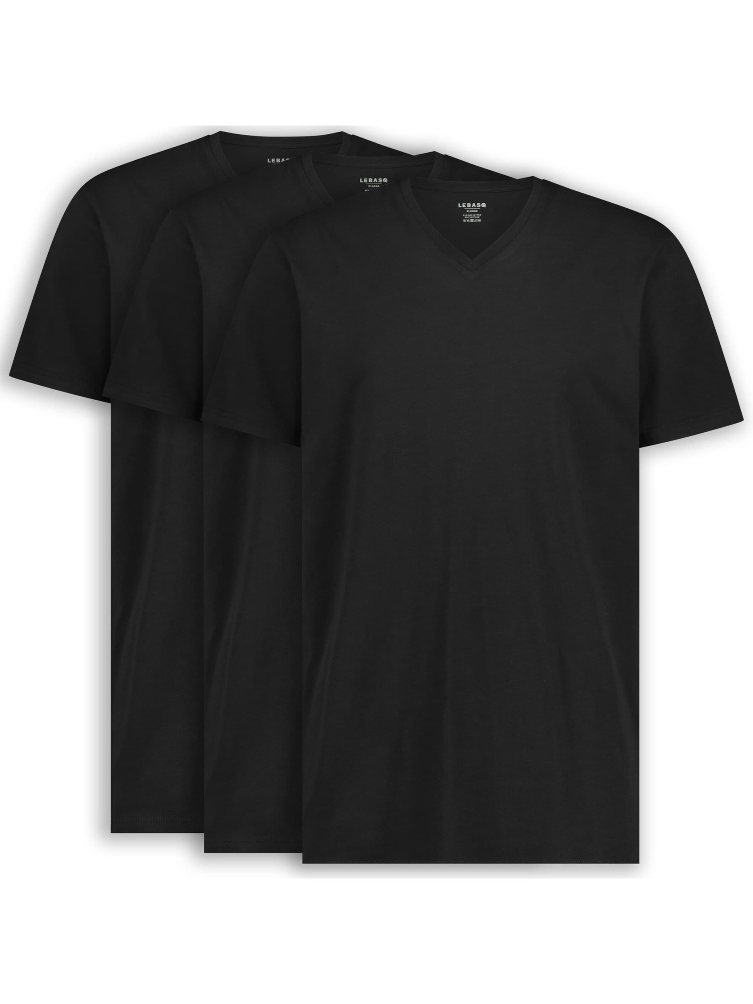 LEBASQ Shirt 'Davis V Neck Long Fit' in Black: front