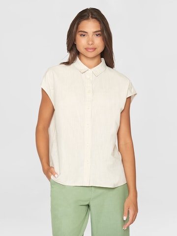 KnowledgeCotton Apparel Blouse in Beige: front