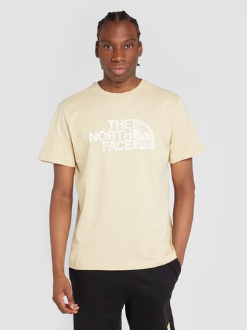 THE NORTH FACE Тениска 'WOODCUT DOME' в бежово: отпред