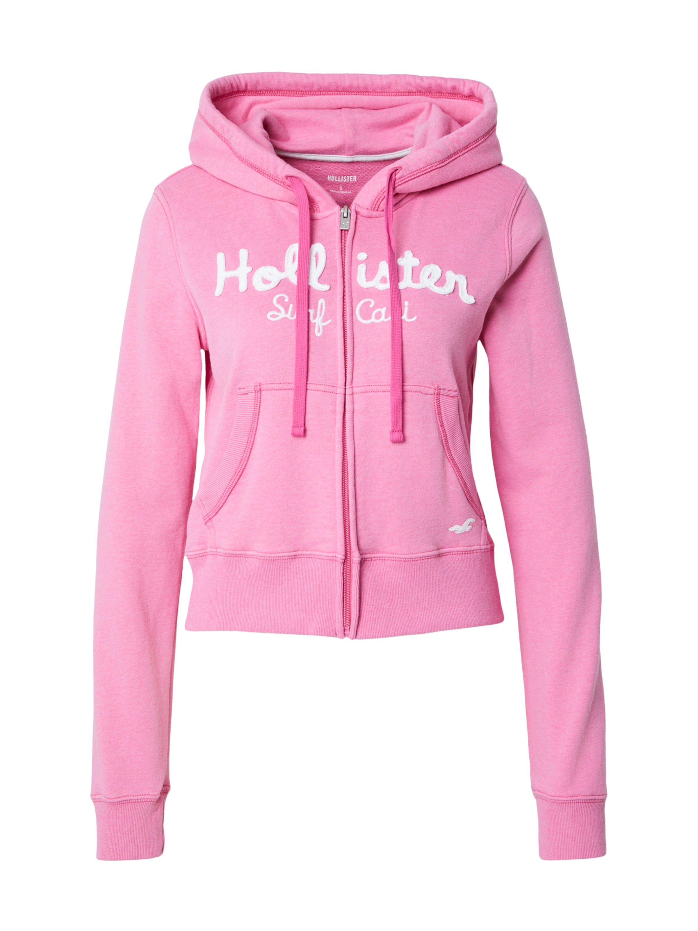 HOLLISTER Sportiska jaka pieejams XS, krāsa - gaiši rozā / balts, Preces skats