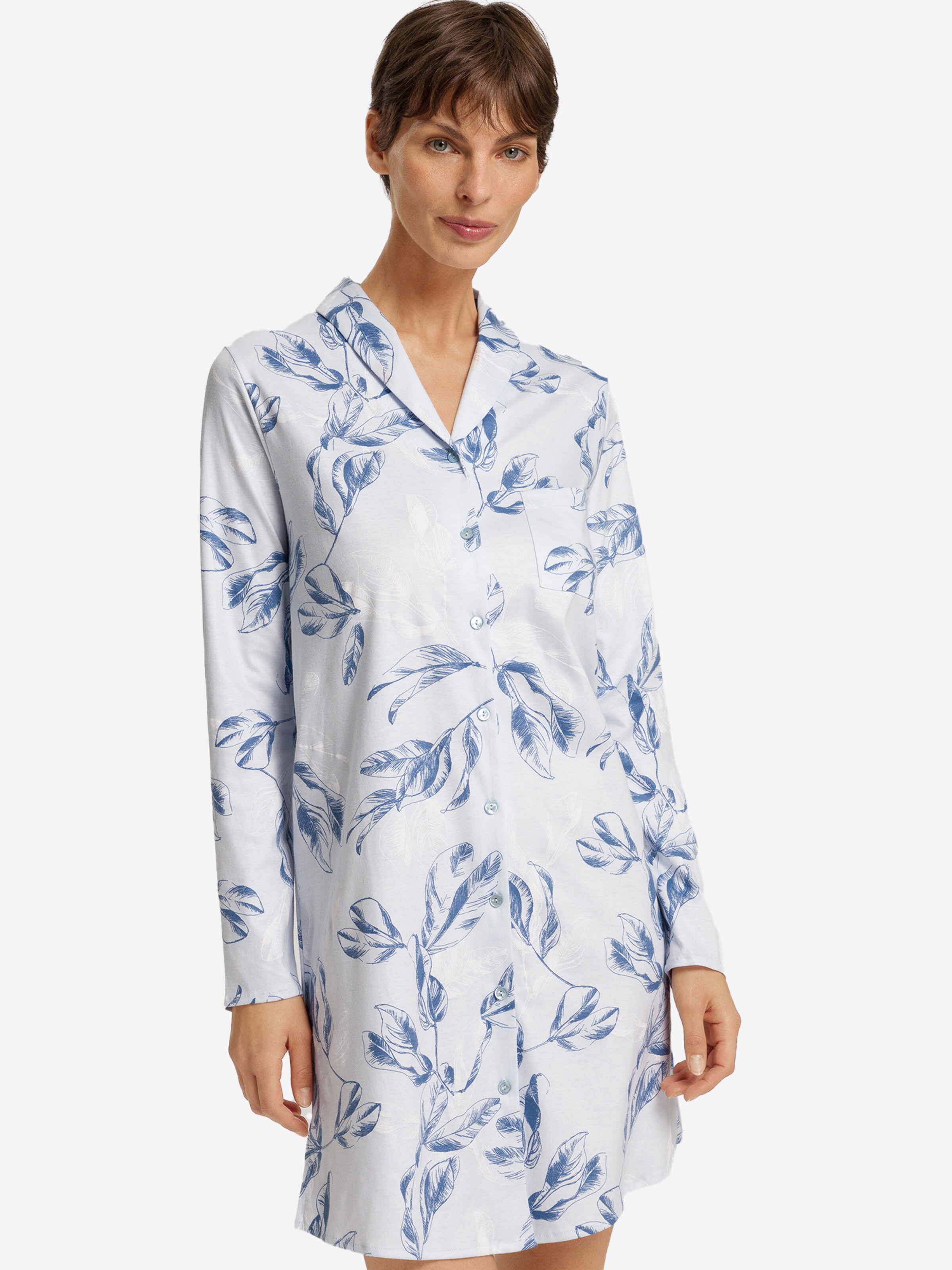 Hanro - Camisola de pijama ' Loungy Nights ' em azul: frente