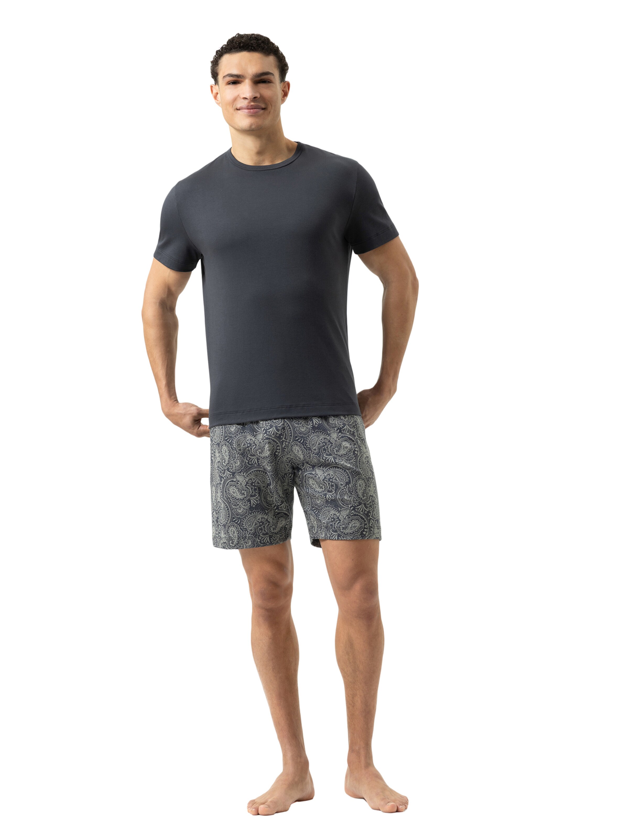 Mey Pajama short 'Evening Paisley' in Grey: front