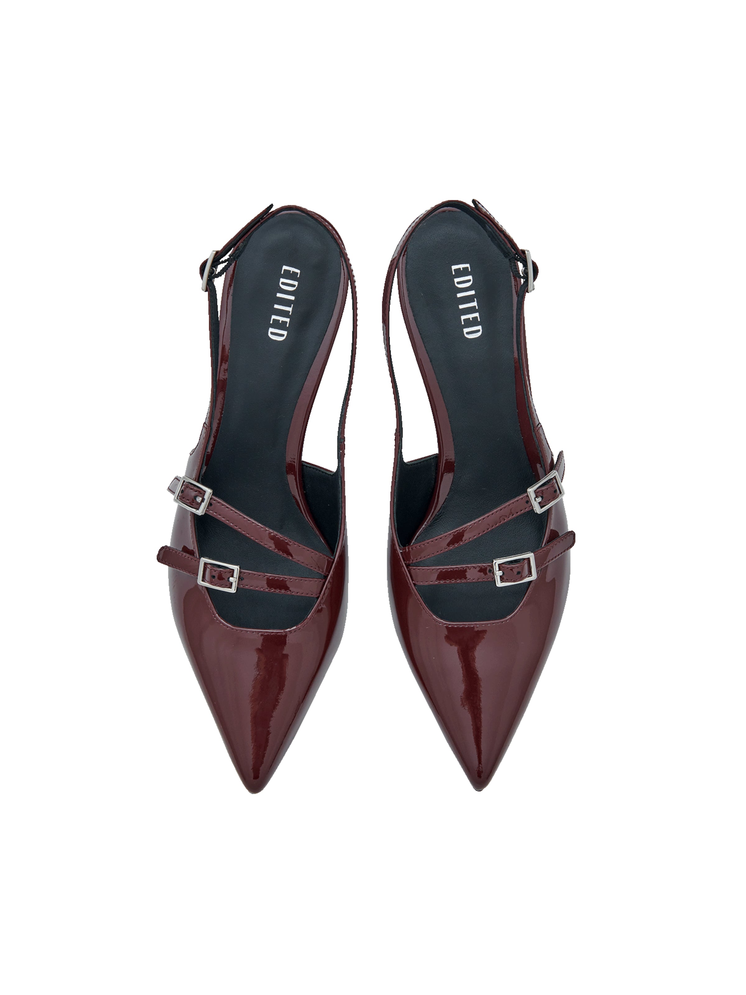 EDITED Čevlji s peto in s paščki 'Gilliane' | rdeča barva