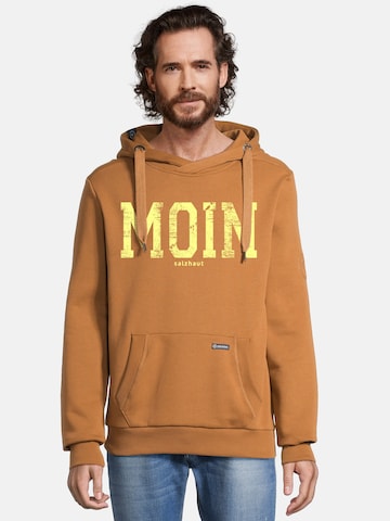 Sweat-shirt 'Heff - Moin' salzhaut en marron : devant