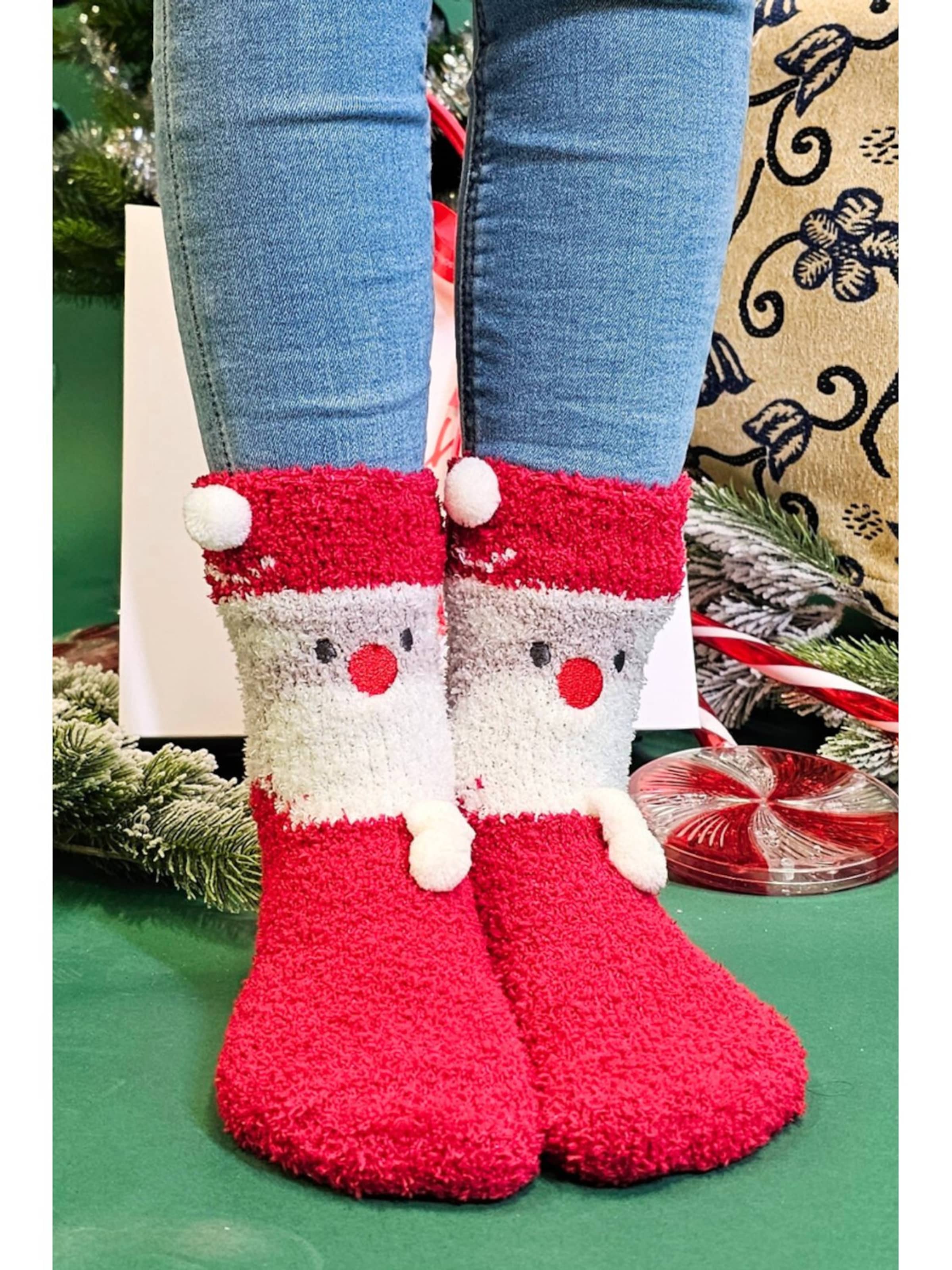 Sokisahtel - Calcetines 'KANSAS soft Christmas with Santa' en rojo