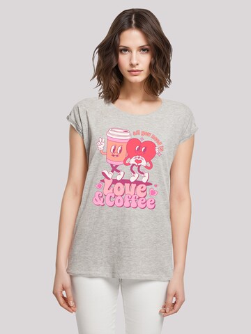 F4NT4STIC Shirt 'Love and Coffe Valentinstag' in Grey: front