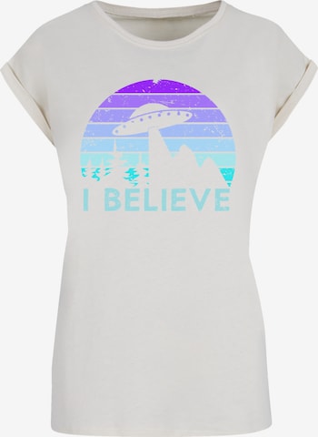T-shirt 'I Believe UFO Alien Raumschiff Retro' F4NT4STIC en beige : devant