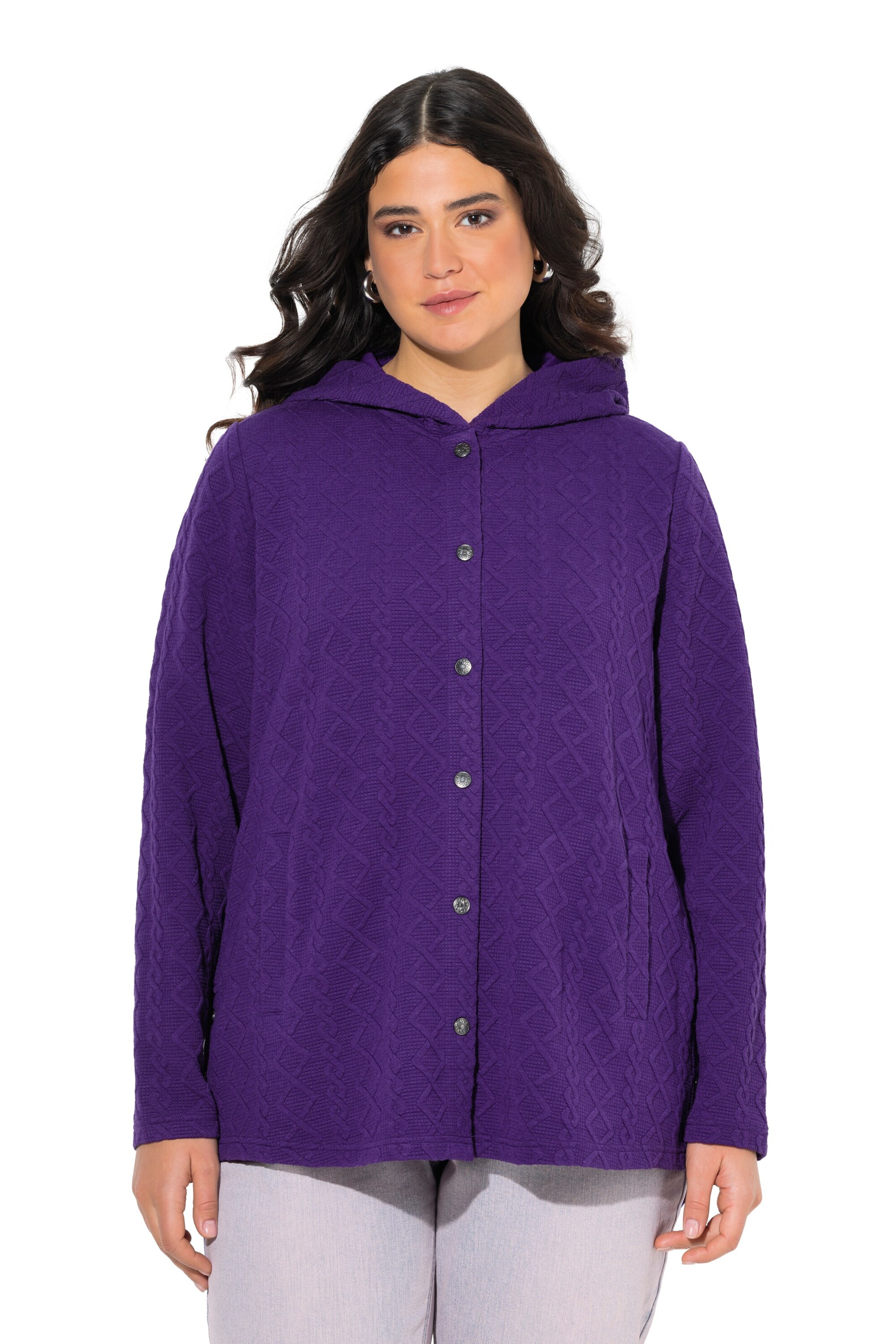 Ulla Popken Sweat jacket in Purple: front