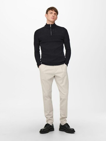 Coupe slim Pantalon à pince 'Cam' Only & Sons en beige