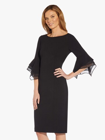 Adrianna Papell Cocktail Dress 'Knit Crepe Tiered Sleeve Dress' in Black: front