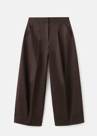 MANGO Wide leg Pleat-Front Pants 'Julia' in Brown