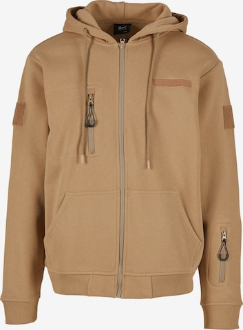 Brandit Sweatvest in Bruin: voorkant