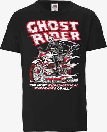LOGOSHIRT Shirt 'Marvel Comics - Ghost Rider' in Zwart: voorkant