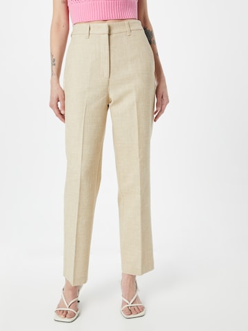 Sisley Regular Trousers with creases in Beige: front