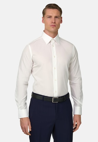 Coupe slim Chemise business Boggi Milano en blanc : devant