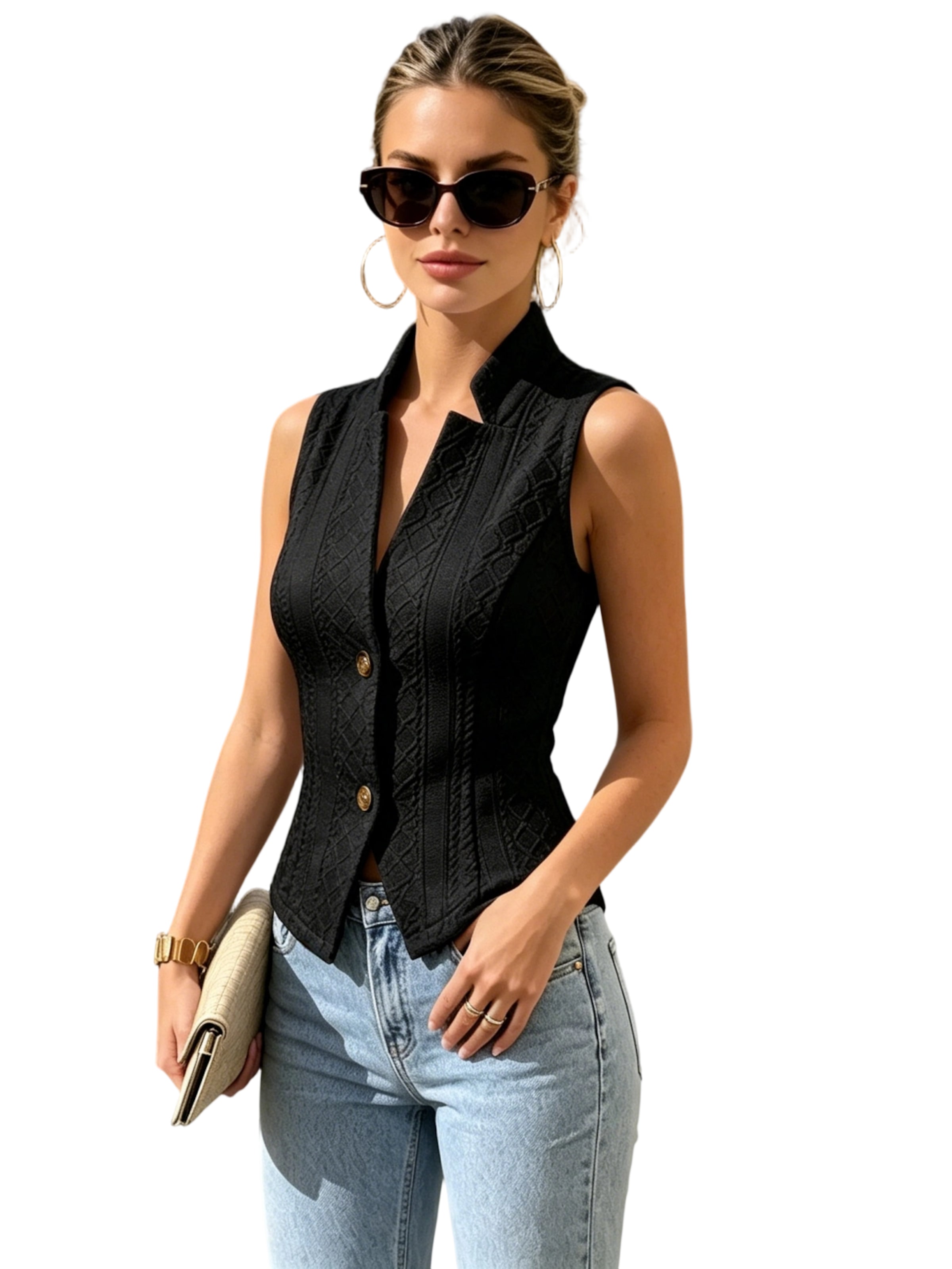 Yesfashion Weste‌‌‌‌‌ in Schwarz: Vorderseite