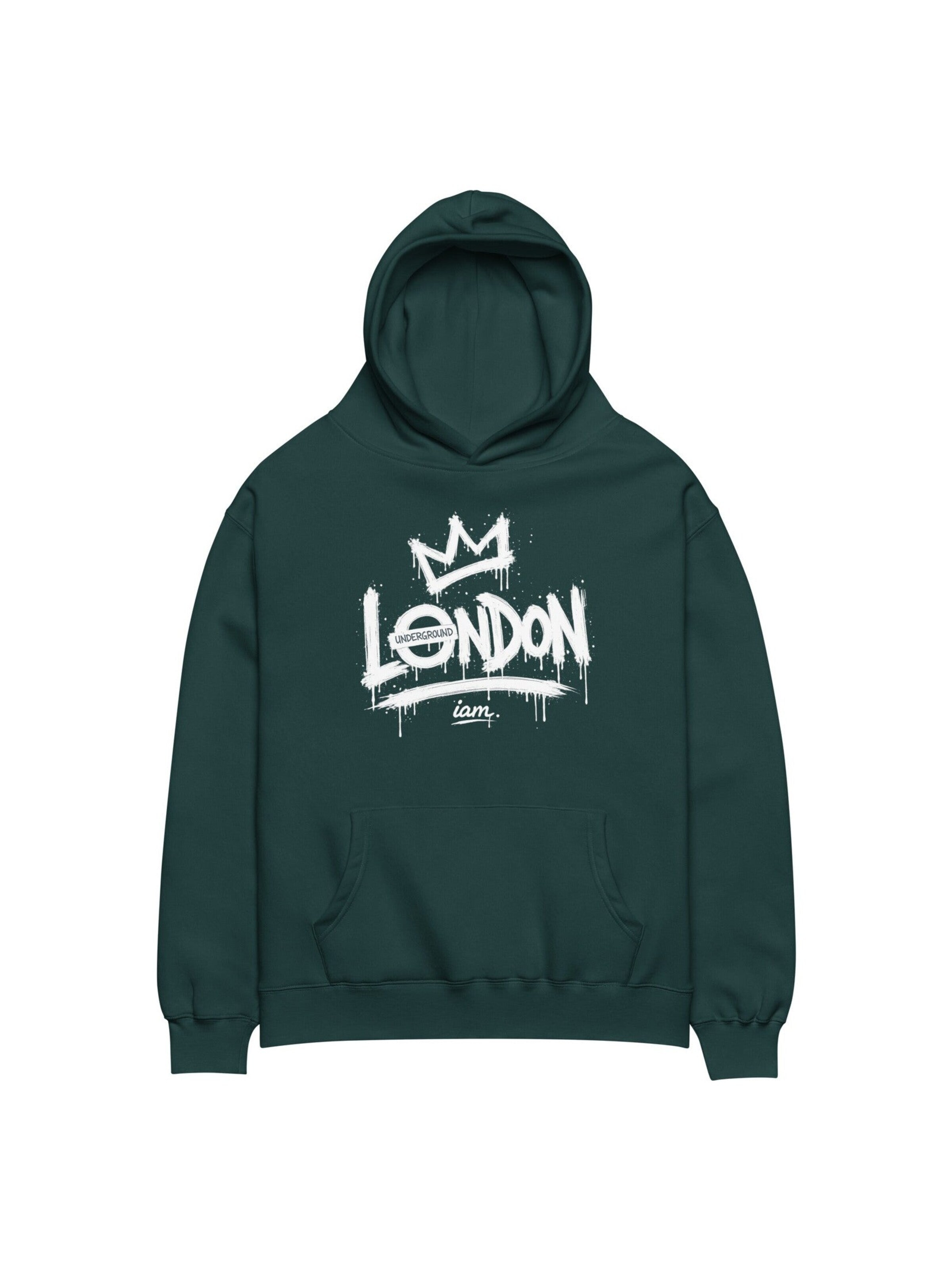 iam. Sweatshirt 'LONDON - THE HEAVY HOODIE' in Groen: voorkant
