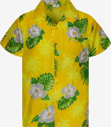 Camicia 'Small Flower' di King Kameha in giallo: frontale