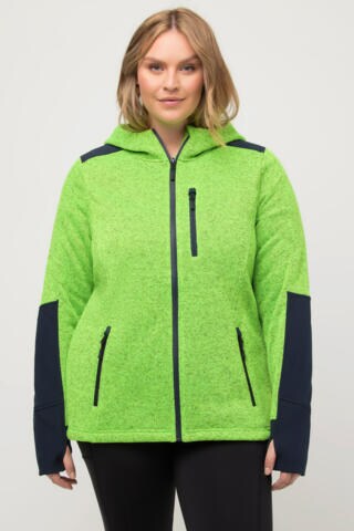 Ulla Popken Zip-Up Hoodie in Green: front