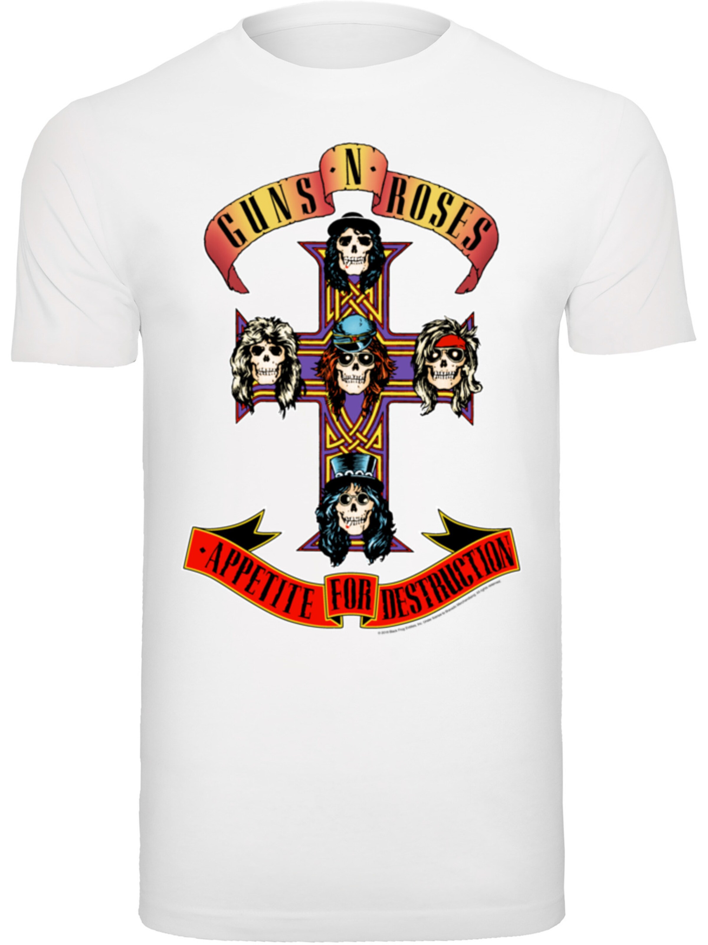 T-Shirt 'Guns 'n' Roses Band Appetite For Destruction' F4NT4STIC en blanc : devant