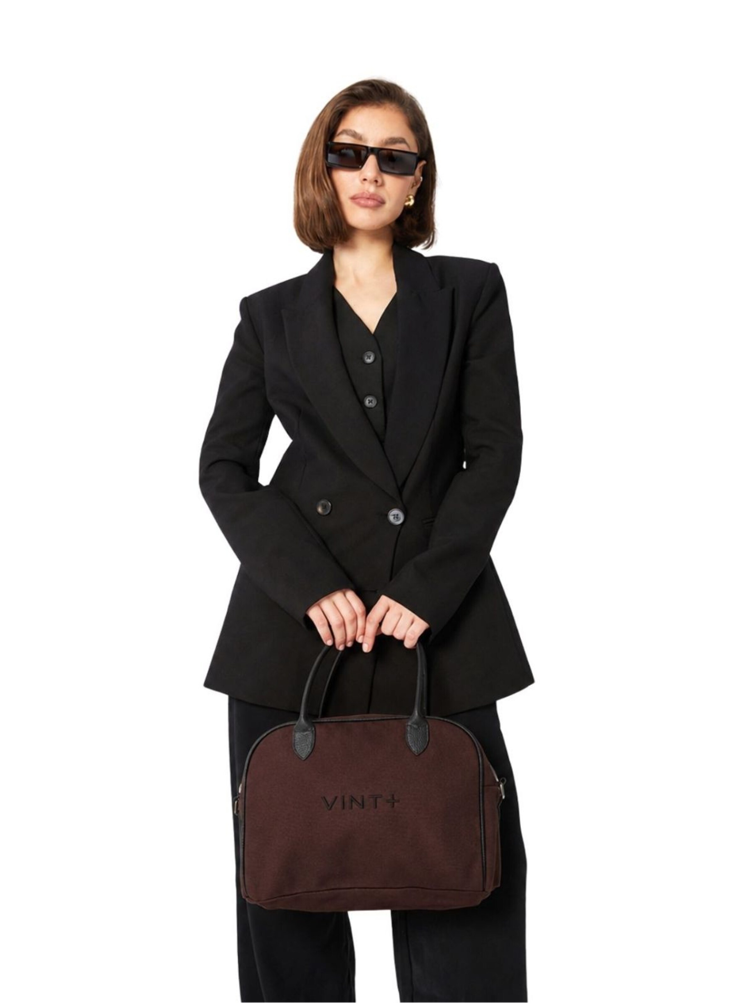 VINT+ Handbag 'Bowling Bag' in Brown