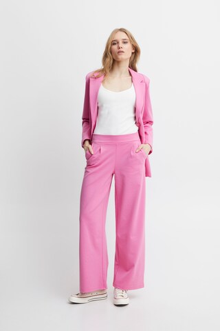 ICHI Wide leg Pleat-Front Pants 'KATE SUS' in Pink