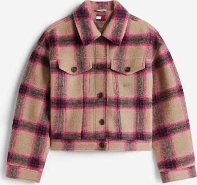 Tommy Jeans Prijelazna jakna u bež / antracit siva / orhideja bijela / bordo, Pregled proizvoda