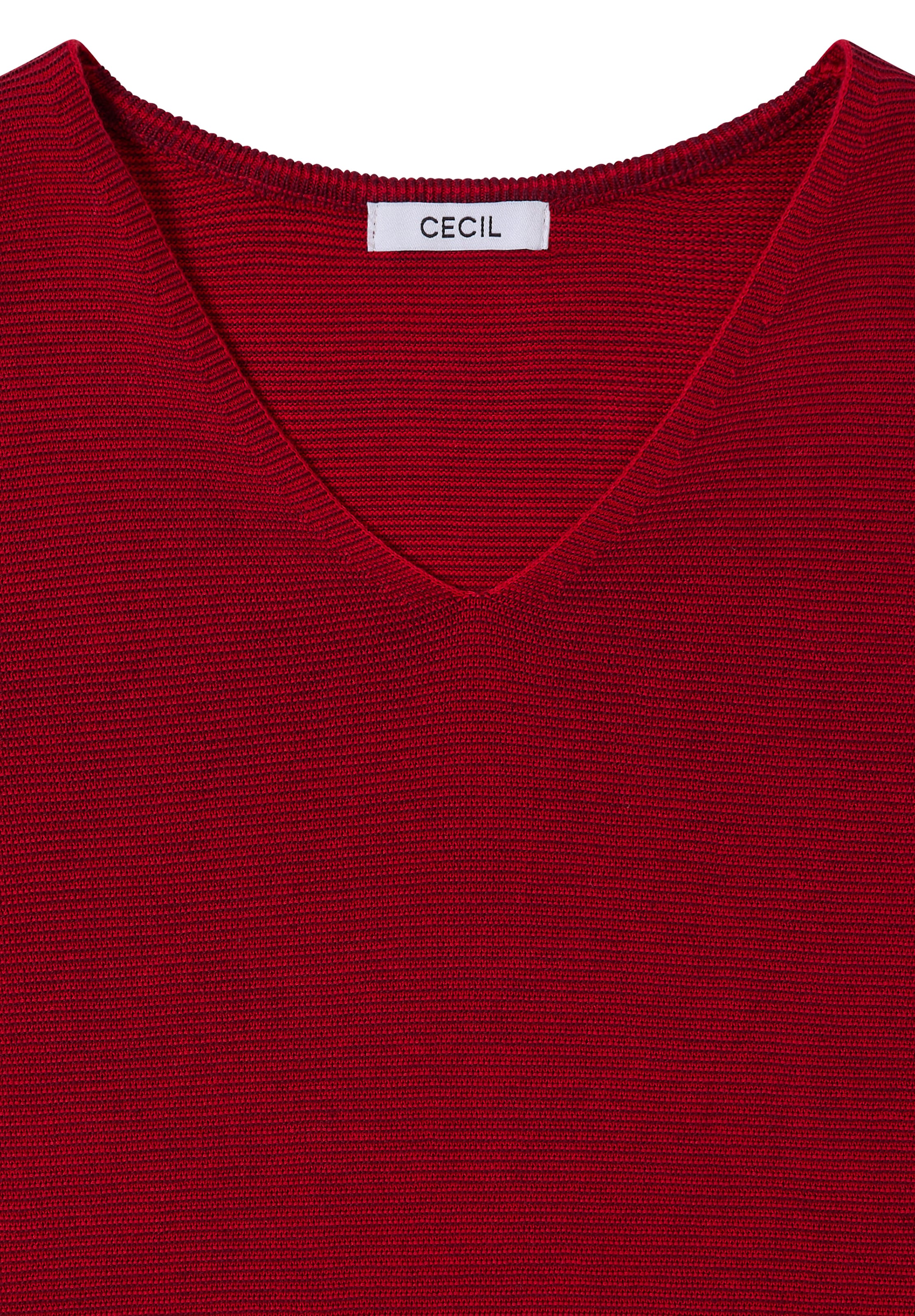 CECIL Pullover im Two-Tone-Look mit V-Neck in Rot