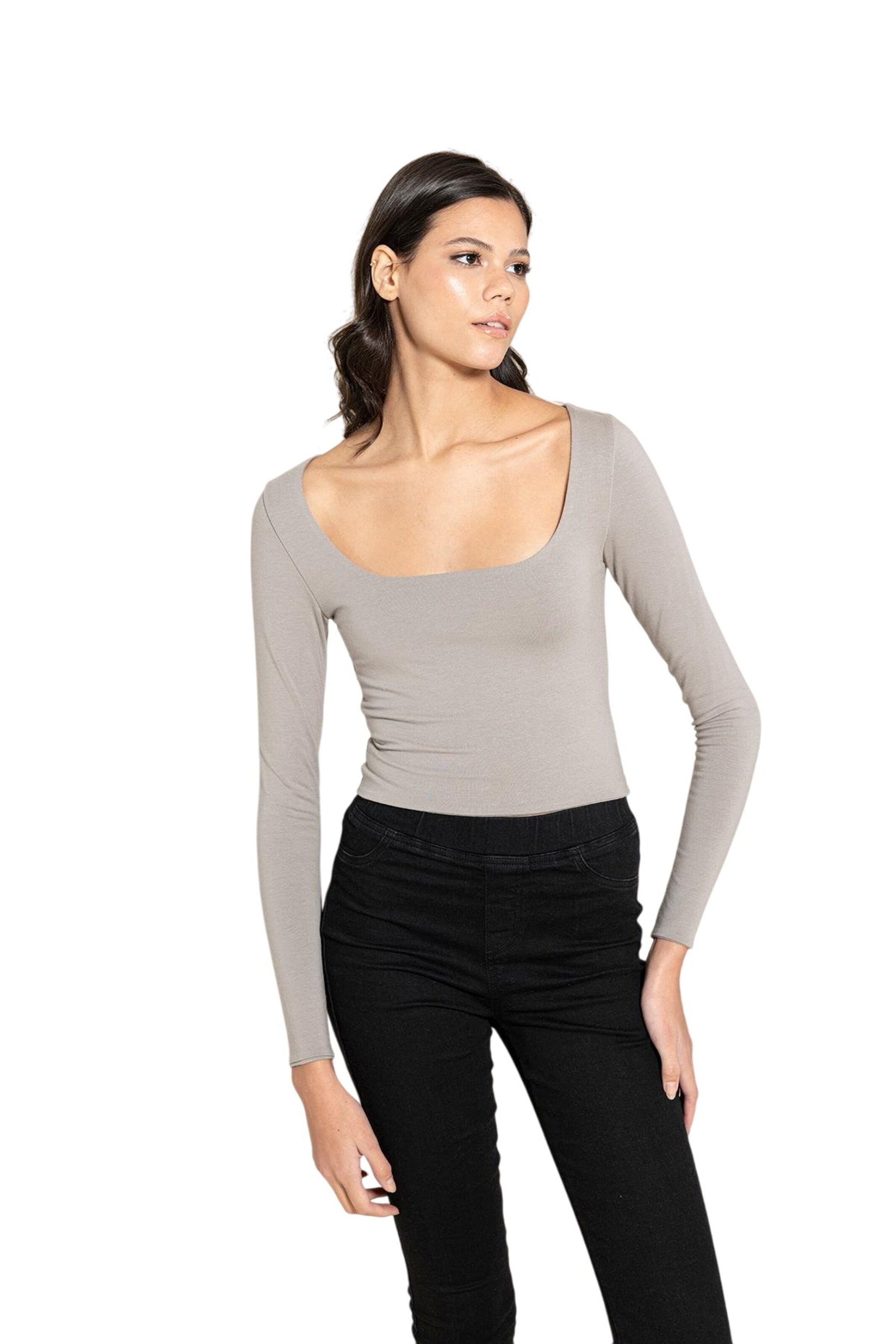 For You Moda Shirt Bodysuit in Beige: front