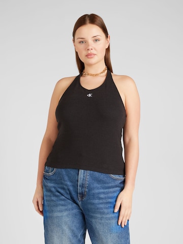 Calvin Klein Jeans Curve Broderad topp i svart: framsida