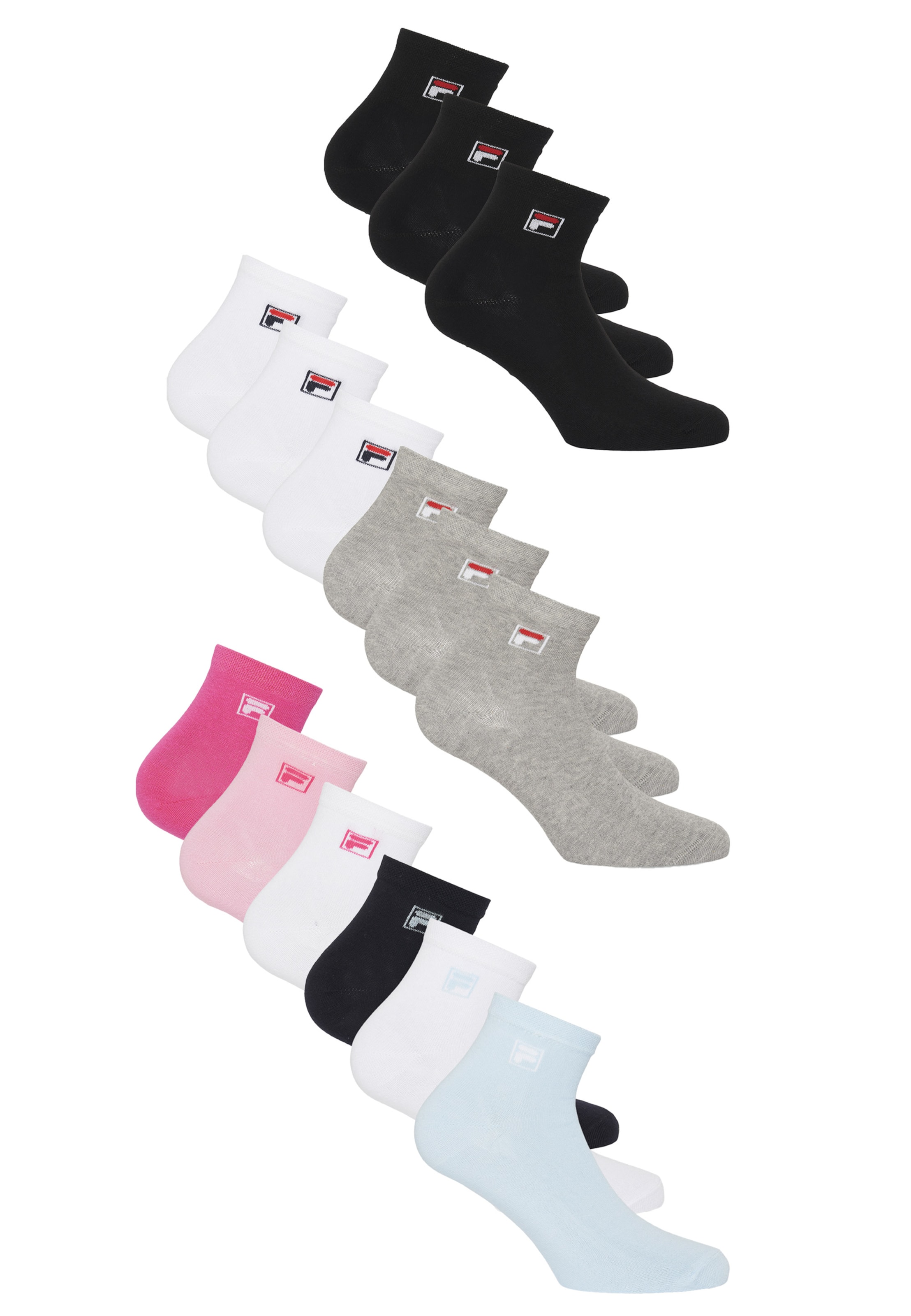 FILA Socken in 39-42 in grau / pink / schwarz / weiß, Produktansicht