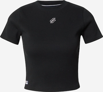 Superdry Shirt 'ESSENTIAL' in Zwart: voorkant