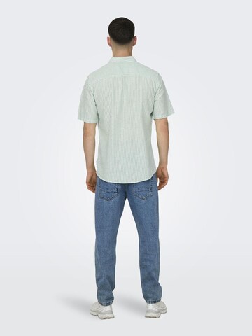 Only & Sons Slim fit Button Up Shirt 'Caiden' in Green