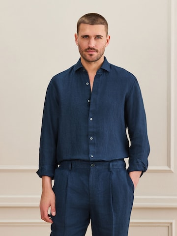 Coupe regular Chemise 'Signature' Next en bleu