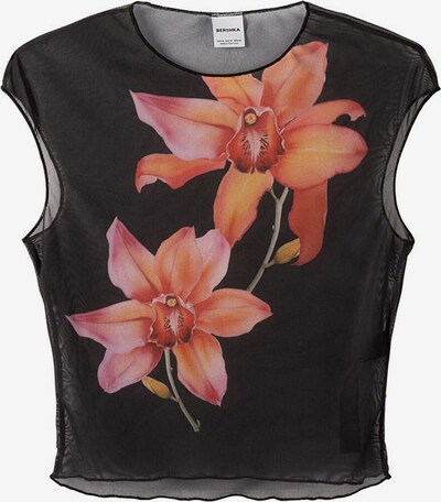 Bershka T-Shirt in orange / rosa / schwarz, Produktansicht