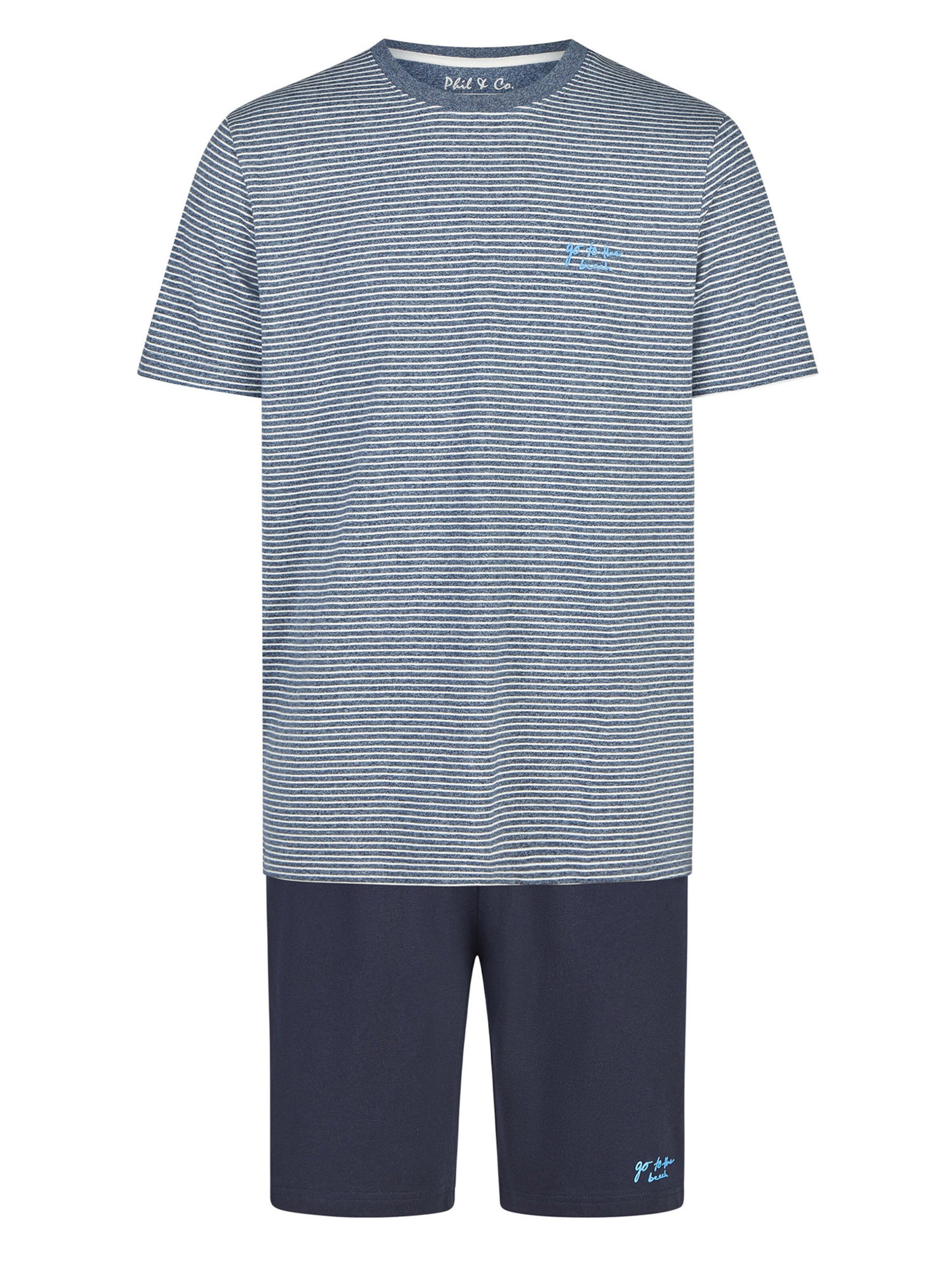 Phil & Co. Berlin Pajama short ' Classics ' in Blue / Dark blue / Off white, Item view
