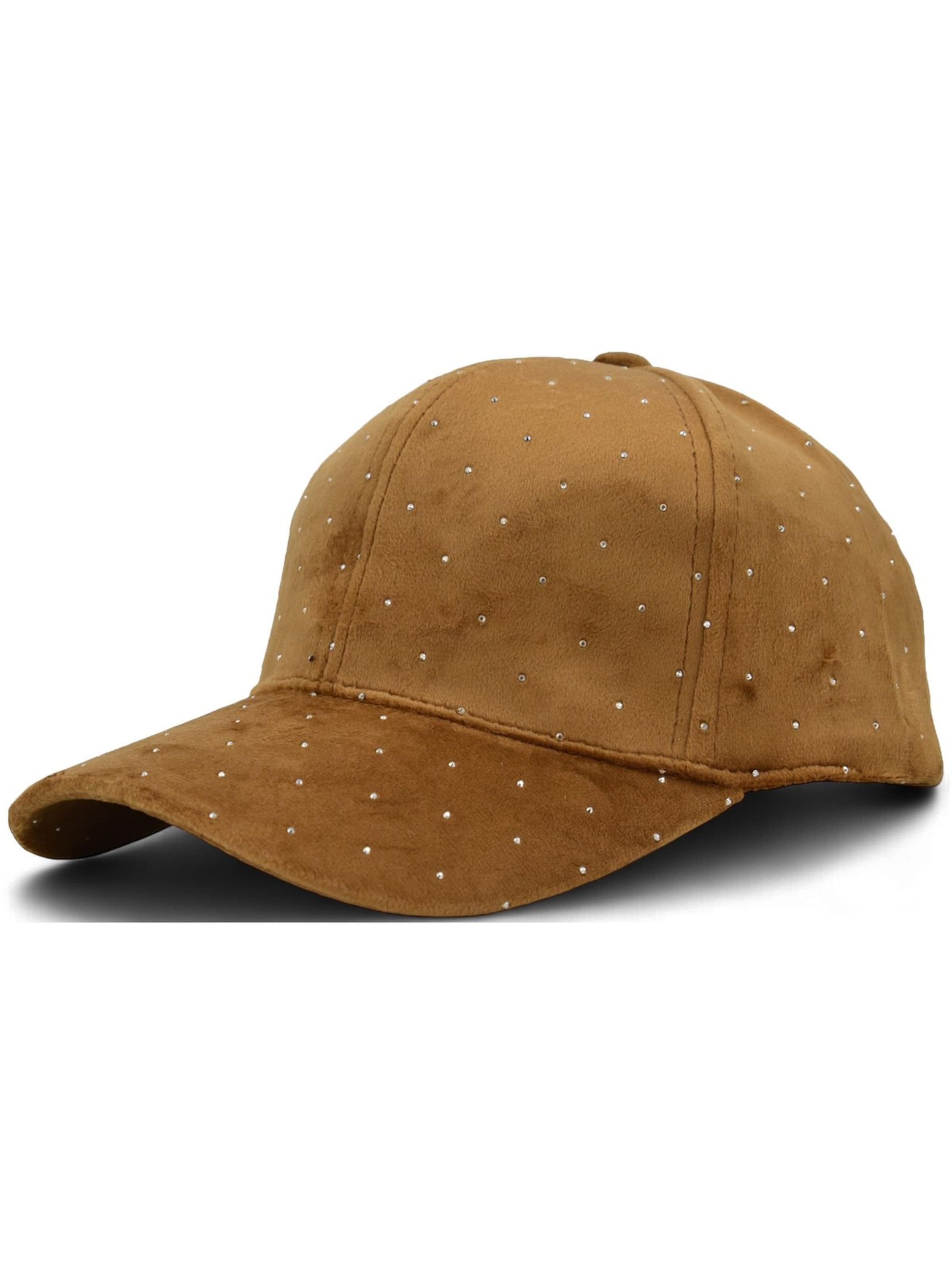 styleBREAKER Cap 'Samt Baseball Cap mit Strass'‌‌‌‌‌‌‌‌ in Beige: Vorderseite