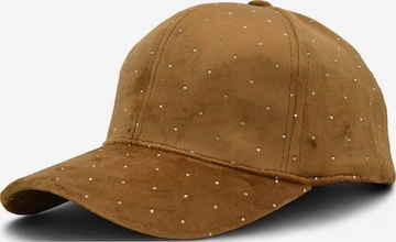styleBREAKER Cap 'Samt Baseball Cap mit Strass' in Beige: Vorderseite